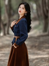 【0231】Vintage Denim Long Sleeve 2 Piece Set