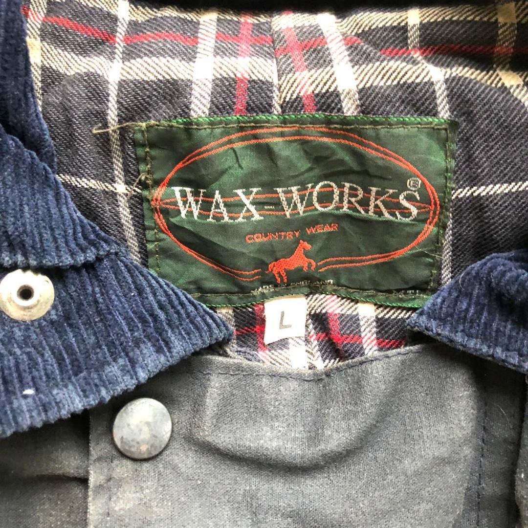 英国製 WAX WORKS オイルド ダスターコート L ネイビー 襟コーズ