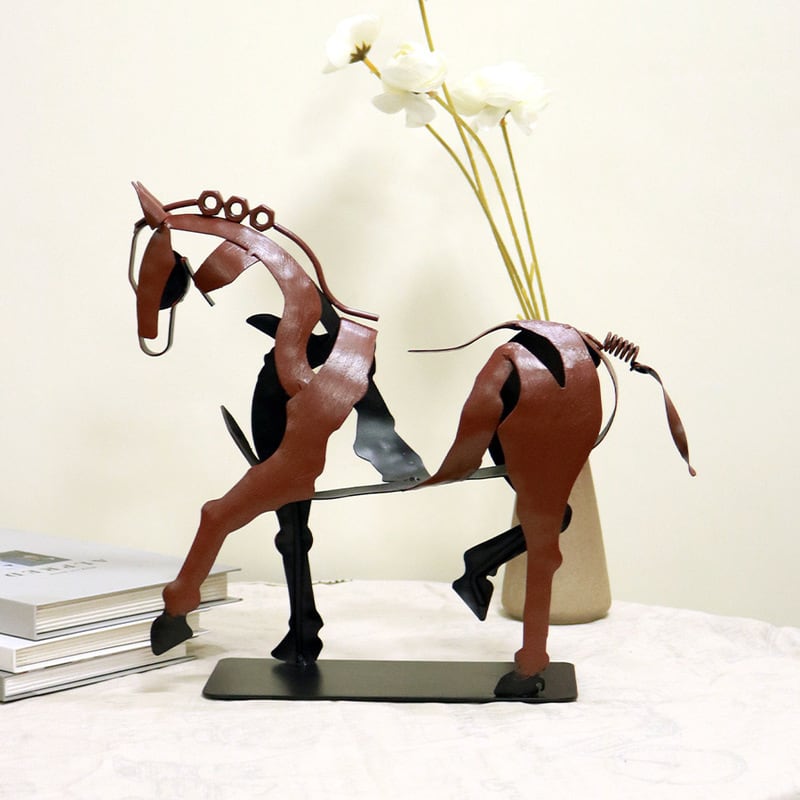 オブジェ 馬 スタイリッシュ 抽象的 ミニマル おしゃれ かわいい インテリア 置物 蹄動曲線 動物 アニマル オーナメント オフィス ブラウン レッド
