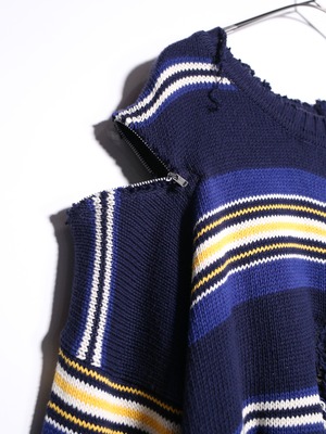 REMAKE / clash bolo × zip  border knit