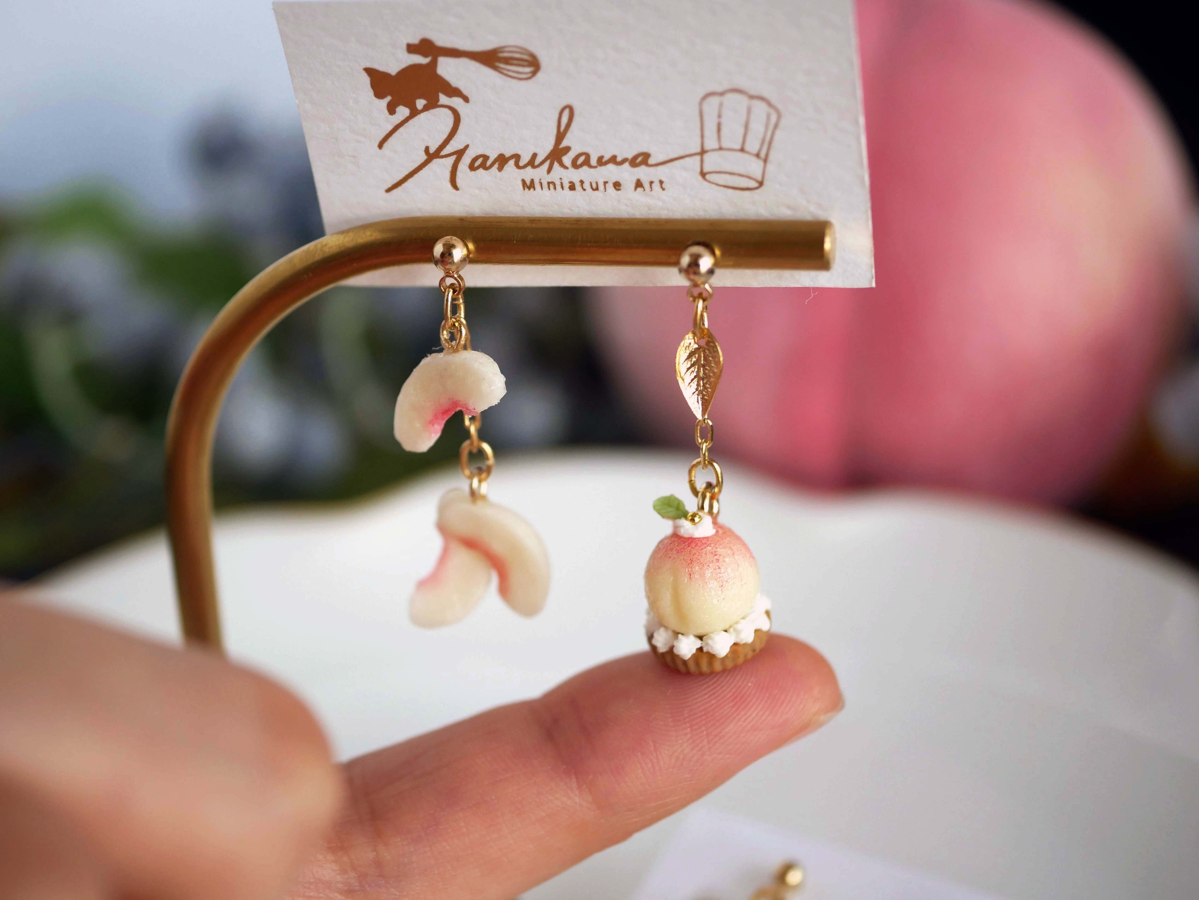 ピアス/イヤリング】まるごと桃タルト | Peach Tart Earrings | Harukawa