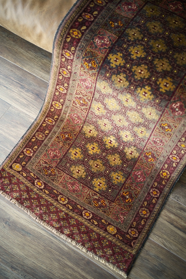【573】Vintage Afghan Turkmen rug 1960's