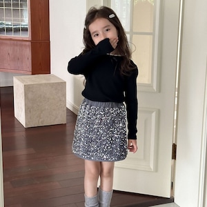 秋リボン長袖リブTシャツ3色