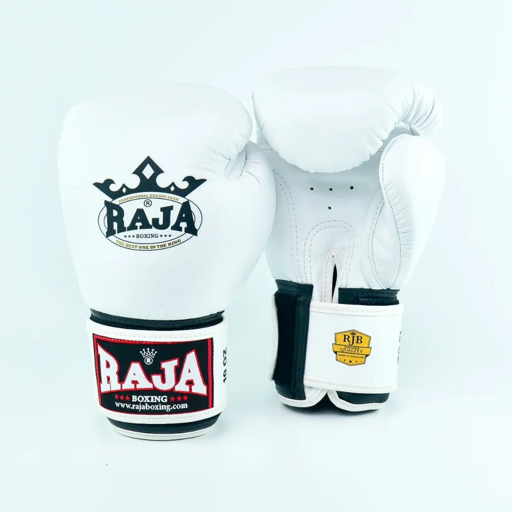 RAJA 新品 最終1組 ラジャ　白赤黒　本革製 8oz ボクシンググローブ 最終1組　新品　RAJA ボクシンググローブ 本革製 白赤黒 ラジャ 8oz ボクシング