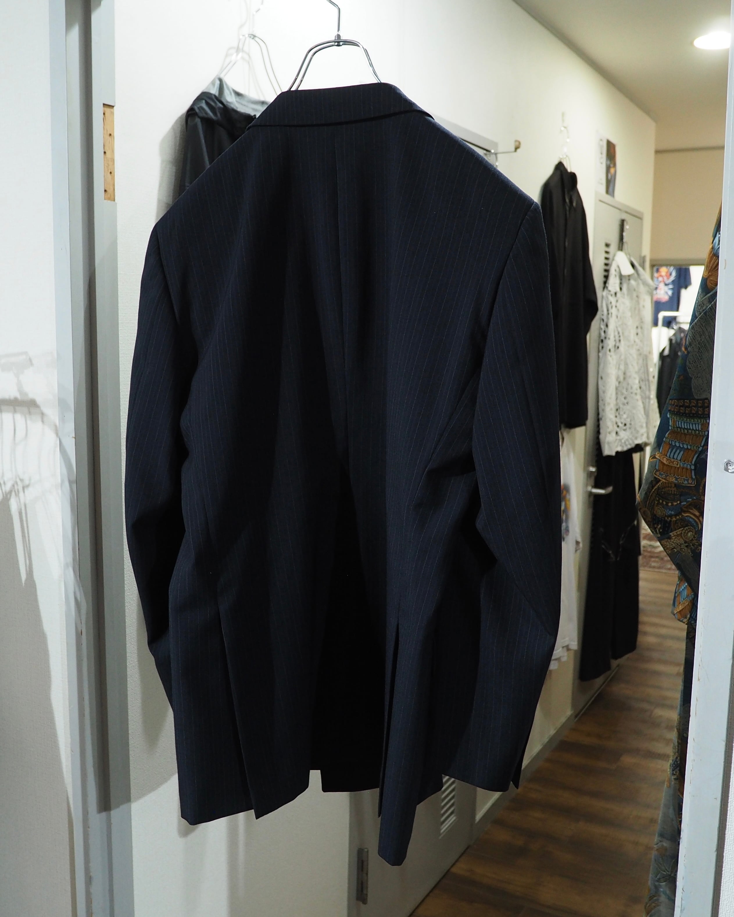 1990s Beautiful Pinstripe Embroidery Vintage Double Breasted Tailored Jacket
