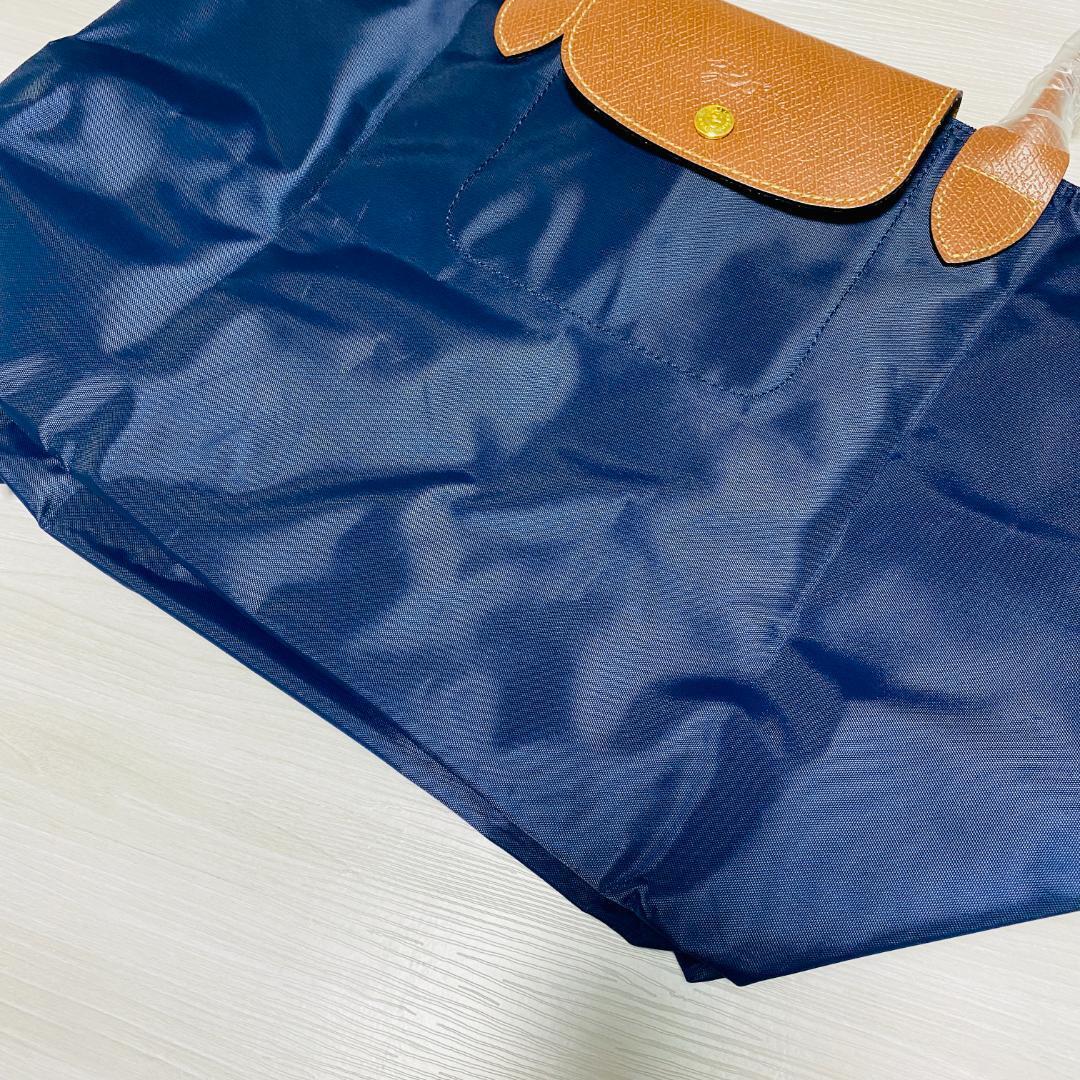 【新品】ロンシャンLONG CHAMPトートバッグ折りたたみネイビーブラウン正規品Lサイズ旅行