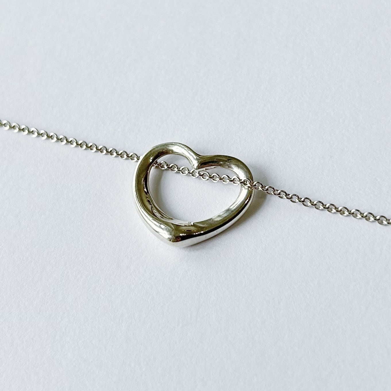 T7059】Tiffany&Co. open heart necklace big/silver925/ティファニー