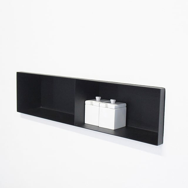 ムク壁付ボックスシェルフ（MUK-1657）】サンドブラック 埋め込み棚 壁