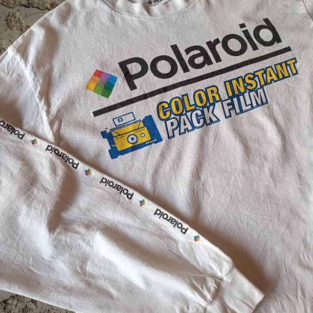 Used 長袖Tシャツ◆М USA 企業 ロンT Polaroid 白◆USA古着