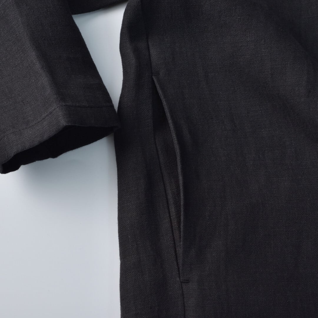 evam eva エヴァムエヴァ linen one-piece リネンワンピース(E233T065) ・ブラック 上質なリネン素材を使用したリネンワンピース。【送料無料】