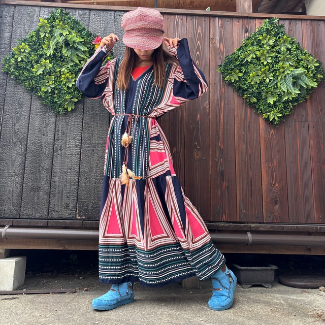 ボヘミアンゆったりワンピース