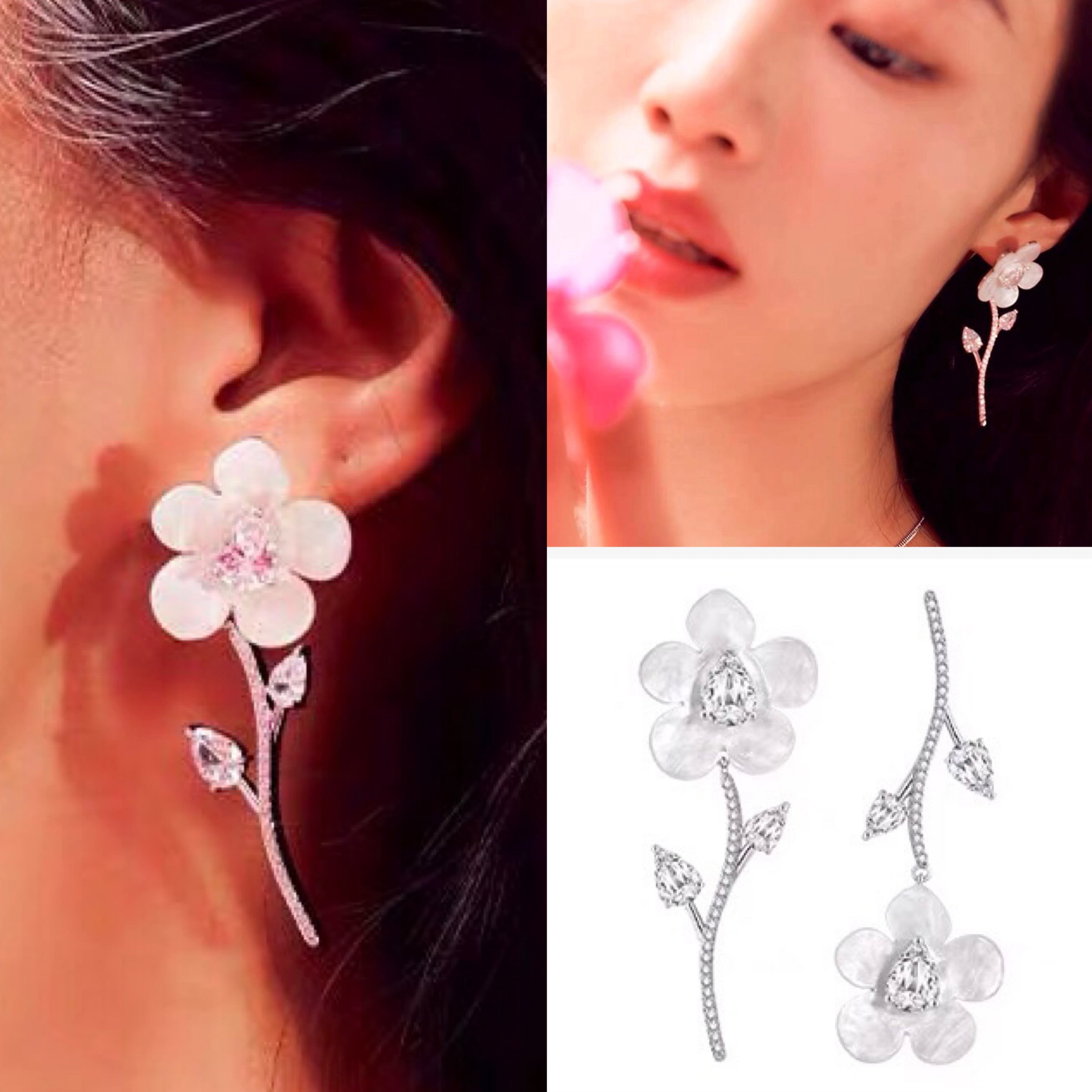 ピアス ハート ゆらゆら 赤 ピアス 花柄 フラワー ネックレス 