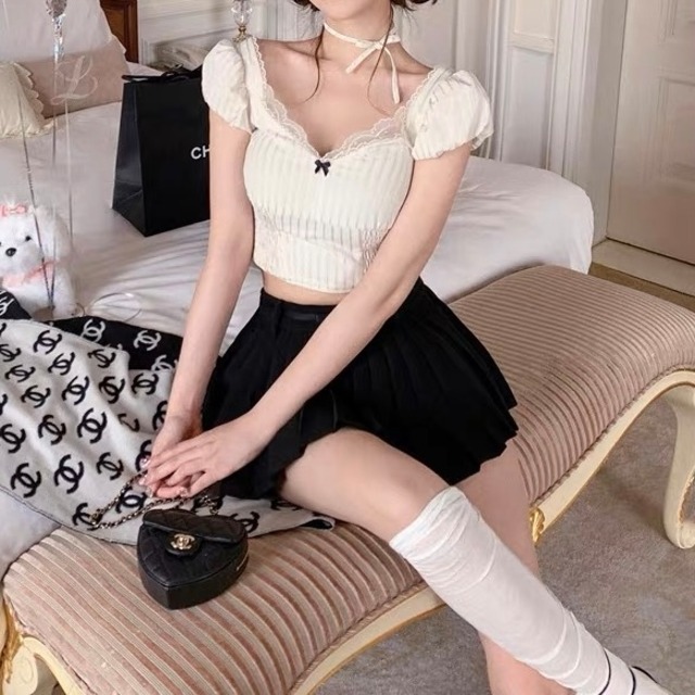 クロップドスイートロカビリートップス＊T068