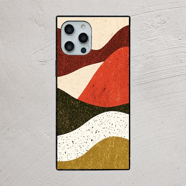 受注生産 iPhoneケース 赤茶とゴールドの山形ウェーブ｜カーヴィー抽象 CURV051B