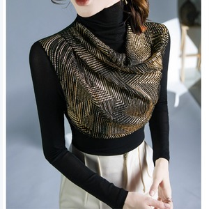 スパンコール メッシュ ジオメトリック柄トップス　G0216