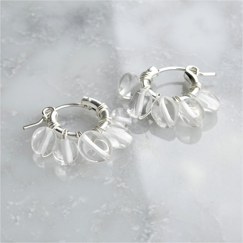 指原莉乃さん着用SV925SF*Crystal Quartz fringe wrapped pierced earring / earring