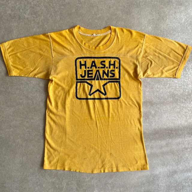 1980s  Yellow Football Tee  L位  Made in USA　G872