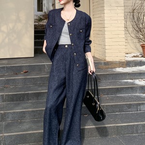 【XLサイズ即日発送】No-collar jacket and pants two-piece set S566