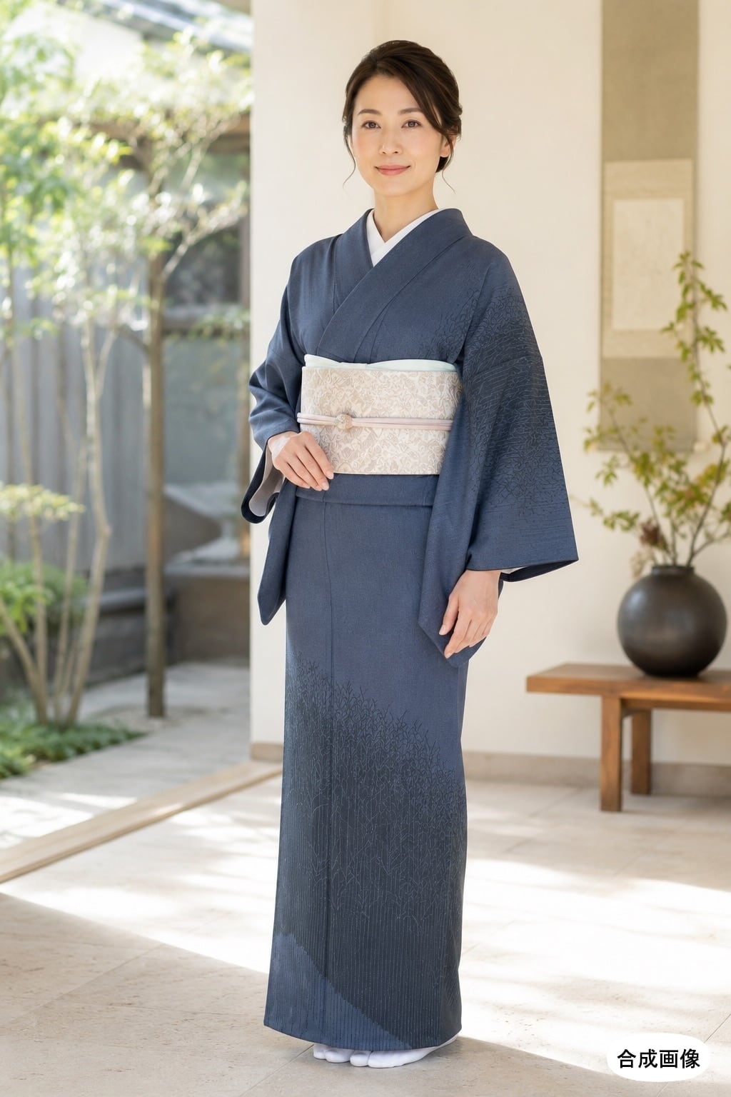 訪問着 中古 小豆色 焦げ茶 古典 裄丈66.5cm 身丈164.5cm 結婚式 着物