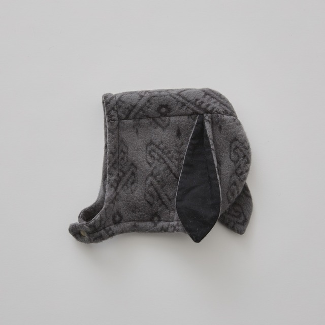 【25AW】eLfinFolk(エルフィンフォルク)Snow Jacquard Bunny Bonnet gray(S)帽子 ボンネット うさ耳  グレー