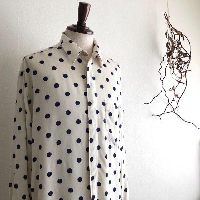 1990s【New Spring】Dots Rayon Shirt made in ITALY