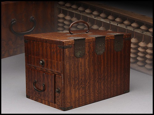 杢目掛硯箱 ソロバン付き