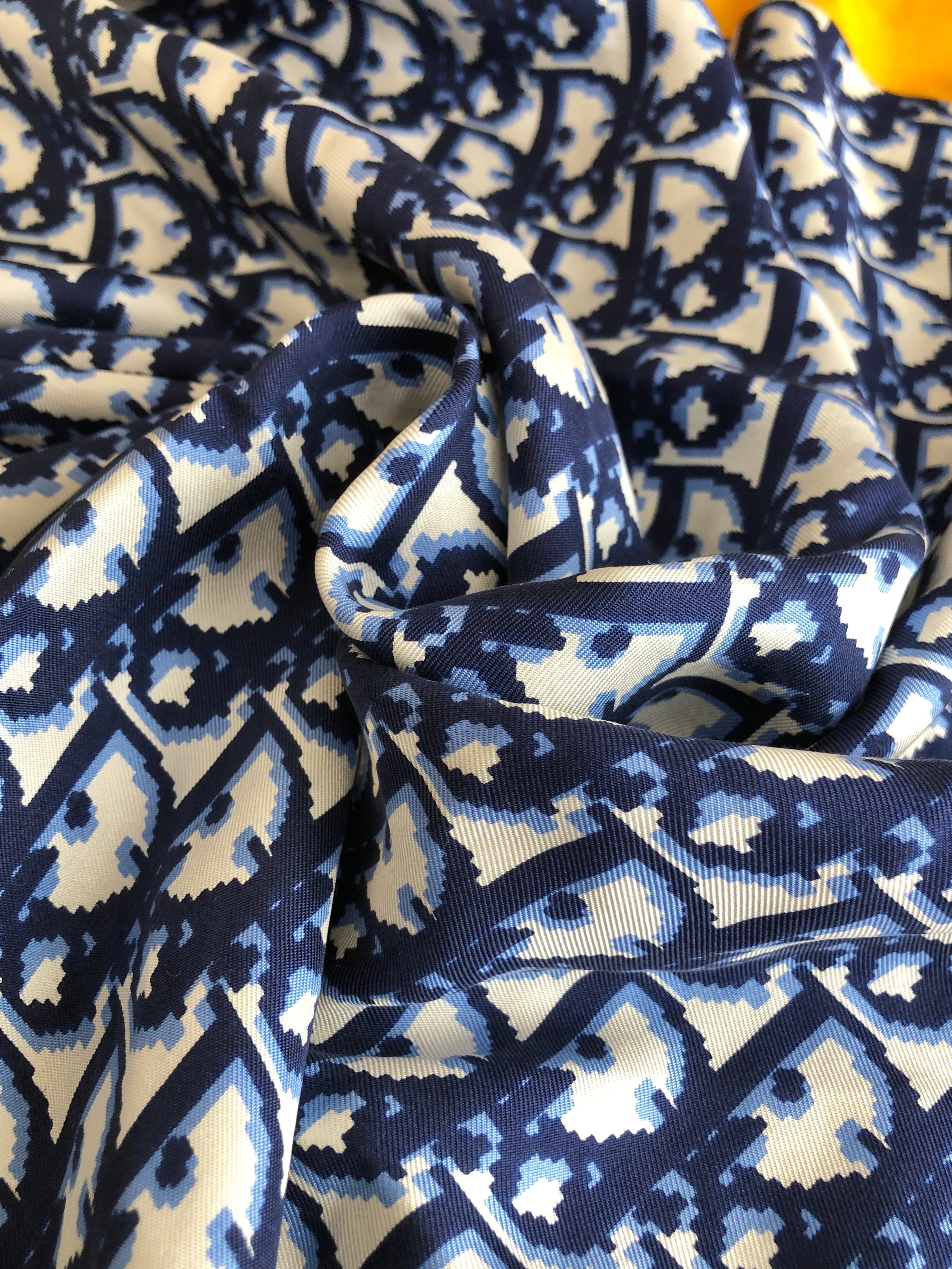 Christian Dior クリスチャン ディオール スカーフ オレンジ×ネイビー