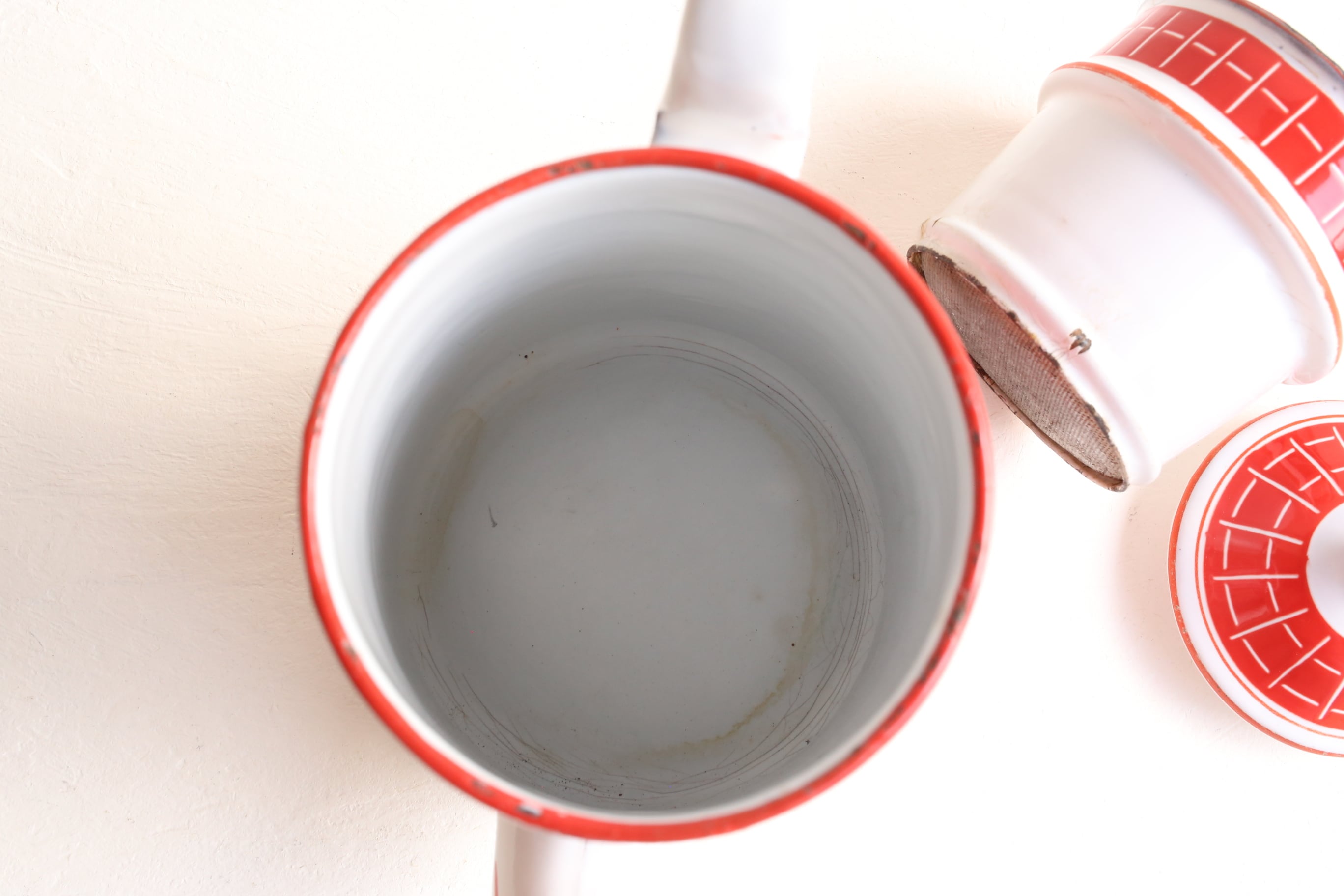 フランス アンティーク ヴィンテージ BB社 コーヒーポット 赤チェック