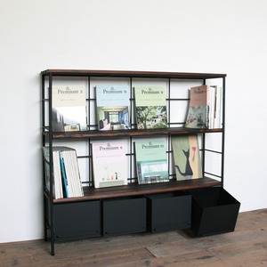 アイアンのドロワーシェルフ　4列1段　棚2段