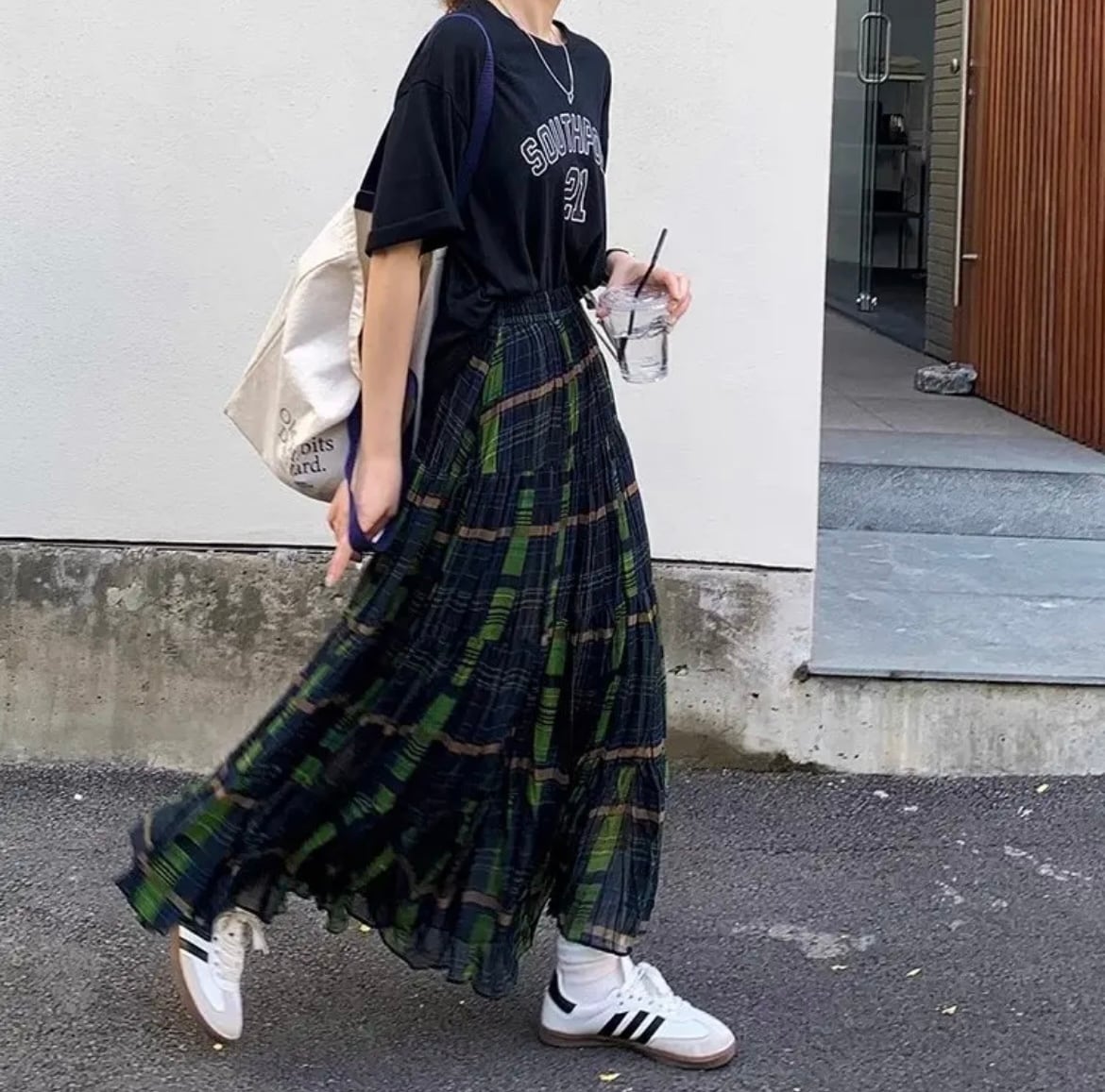 グリーンチェックロングスカート | jbgcompany