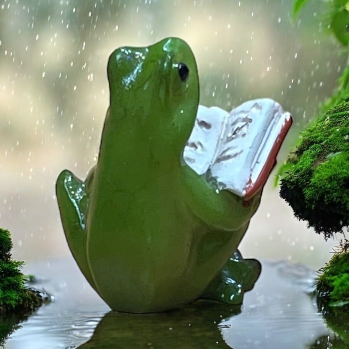 ミニチュアアニマル カエル 読書するカエル 小さな動物の世界 置物