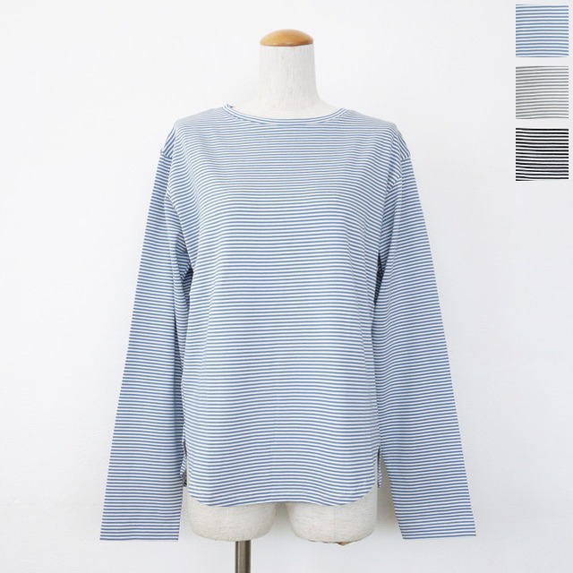 mao made (マオメイド) Tシャツ ボーダー ラウンドヘム 長袖 ドロップショルダー 641201B ◇