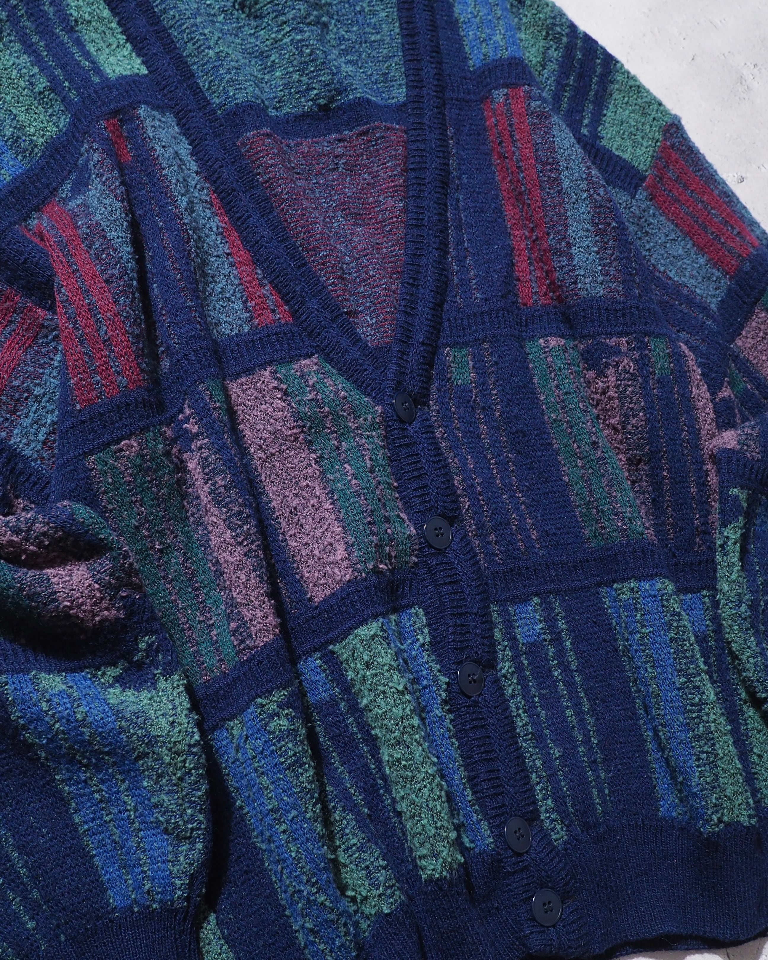 1990s " Paco Calvari " Cold tone Pile fabric vintage knit cardigan