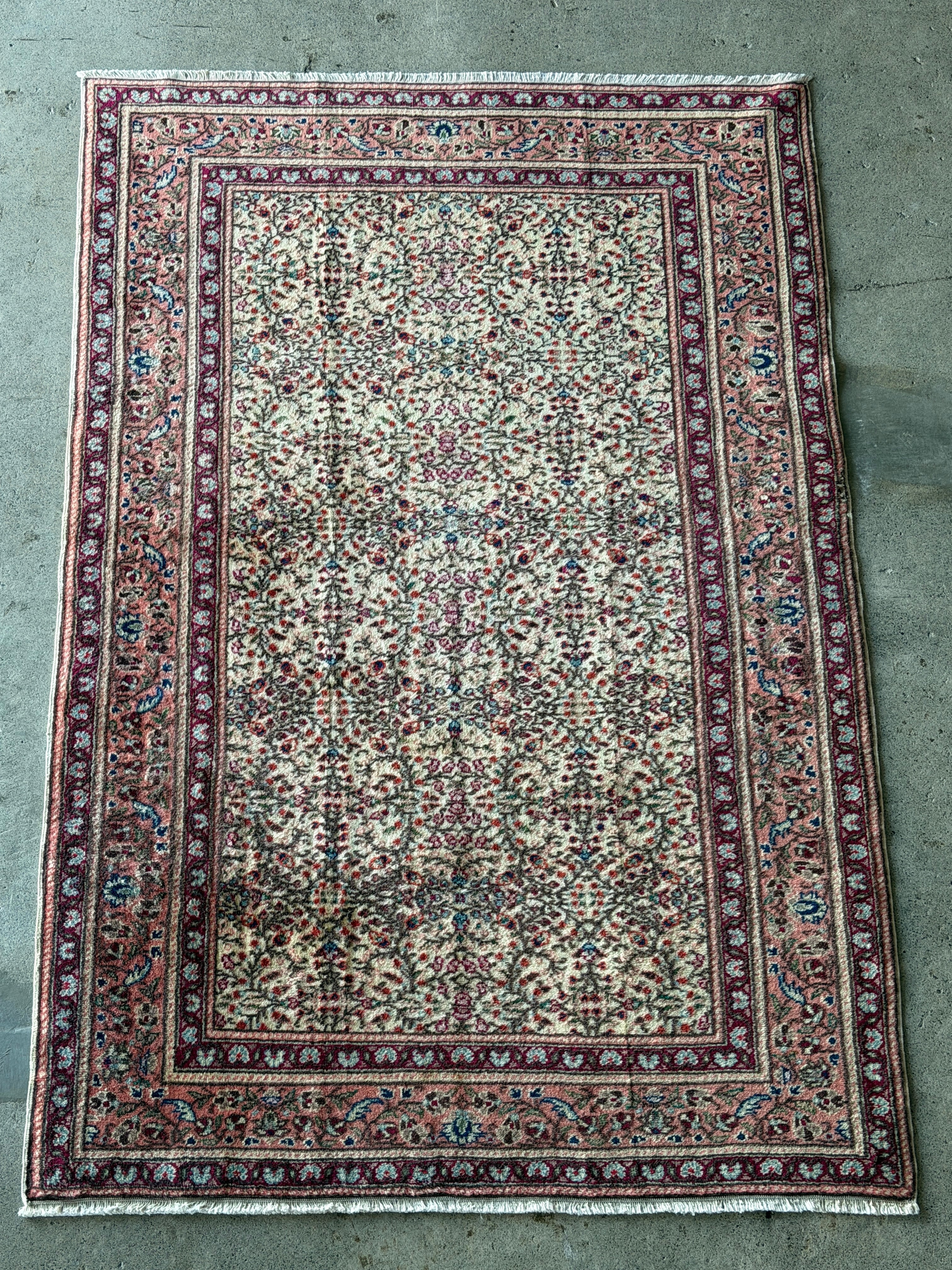 【送料込み】Kayseri カイセリ デッドストック 花模様 未使用品 ヴィンテージラグ TRB4597