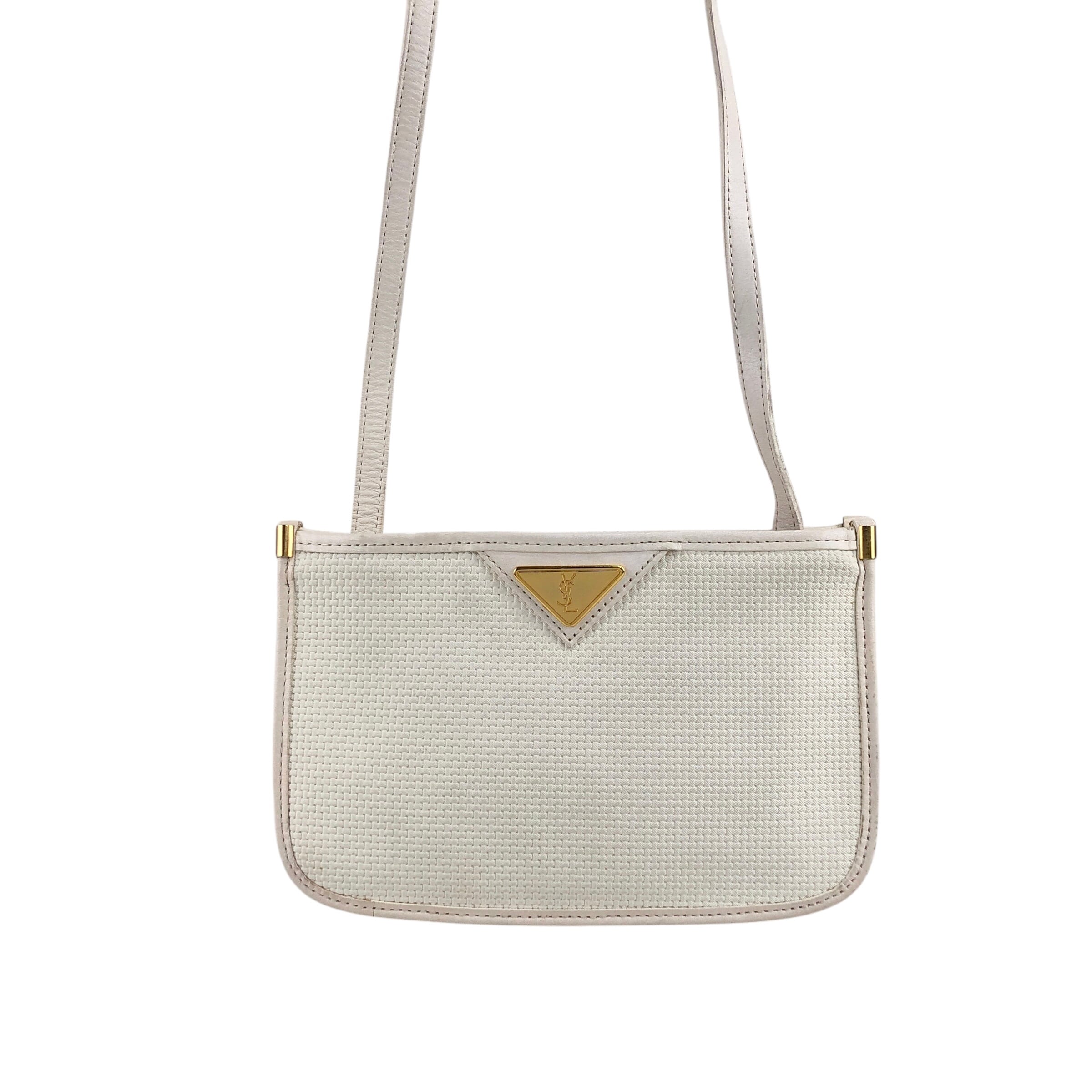 ★Yves Saint Laurent イヴ・サンローラン   ショルダーバッグ ホワイト YSLロゴ レザー  k55nev Yves Saint Laurent イヴ・サンローラン ショルダーバッグ ホワイト
