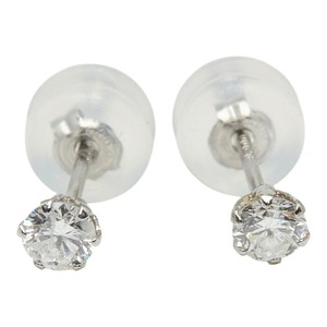 Pt900 プラチナ ダイヤ0.109ct ダイヤ0.107ct フラワーモチーフ スタッドピアス ピアス レディース 【中古】