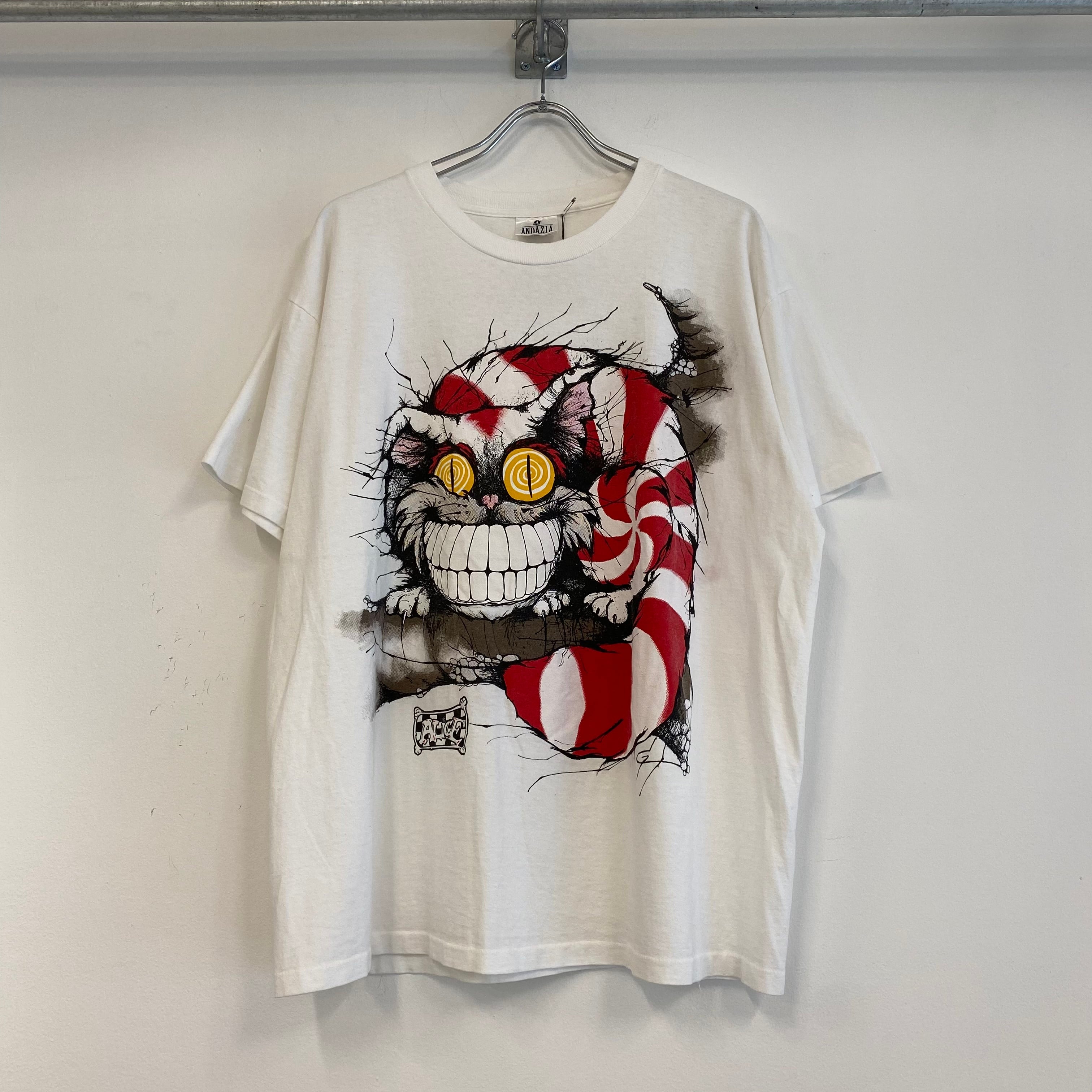 90s ANDAZIA “不思議の国のアリス チェシャ猫” used s/s tee SIZE:L S4 | one day store