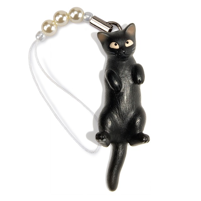ペットラバーズ 猫どん LadyCat vol,7 黒 ビーズ ストラップ N-2705