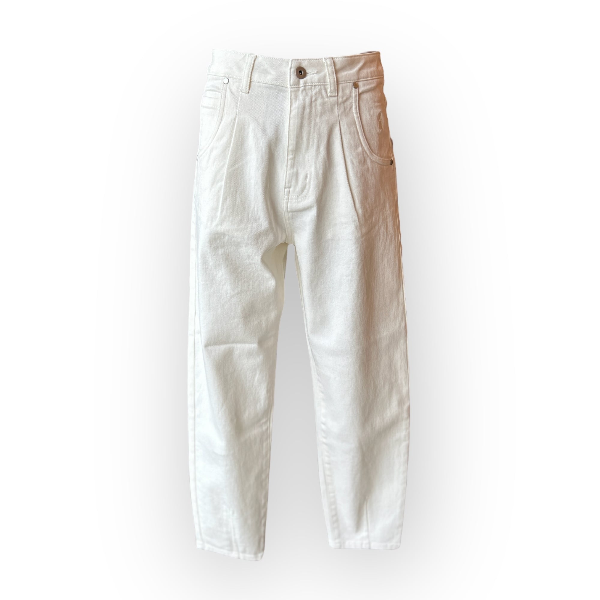 DENIM TAPERED Pants-WHite【IKITSUKE】デニム テーパードパンツ