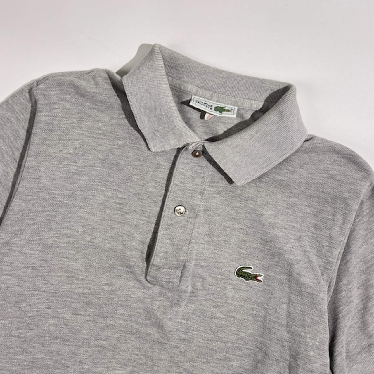 70s CHEMISE LACOSTE シュミーズラコステ 文字ワニ 半袖 鹿の子 ポロシャツ 3 /グレー系 メンズ ビンテージ