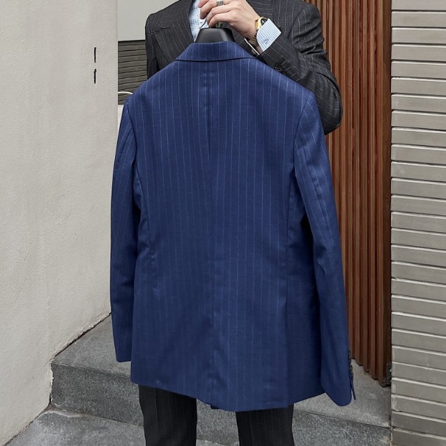 予約販売】メンズ セットアップ スーツ ストライプ柄 シック ダブル 