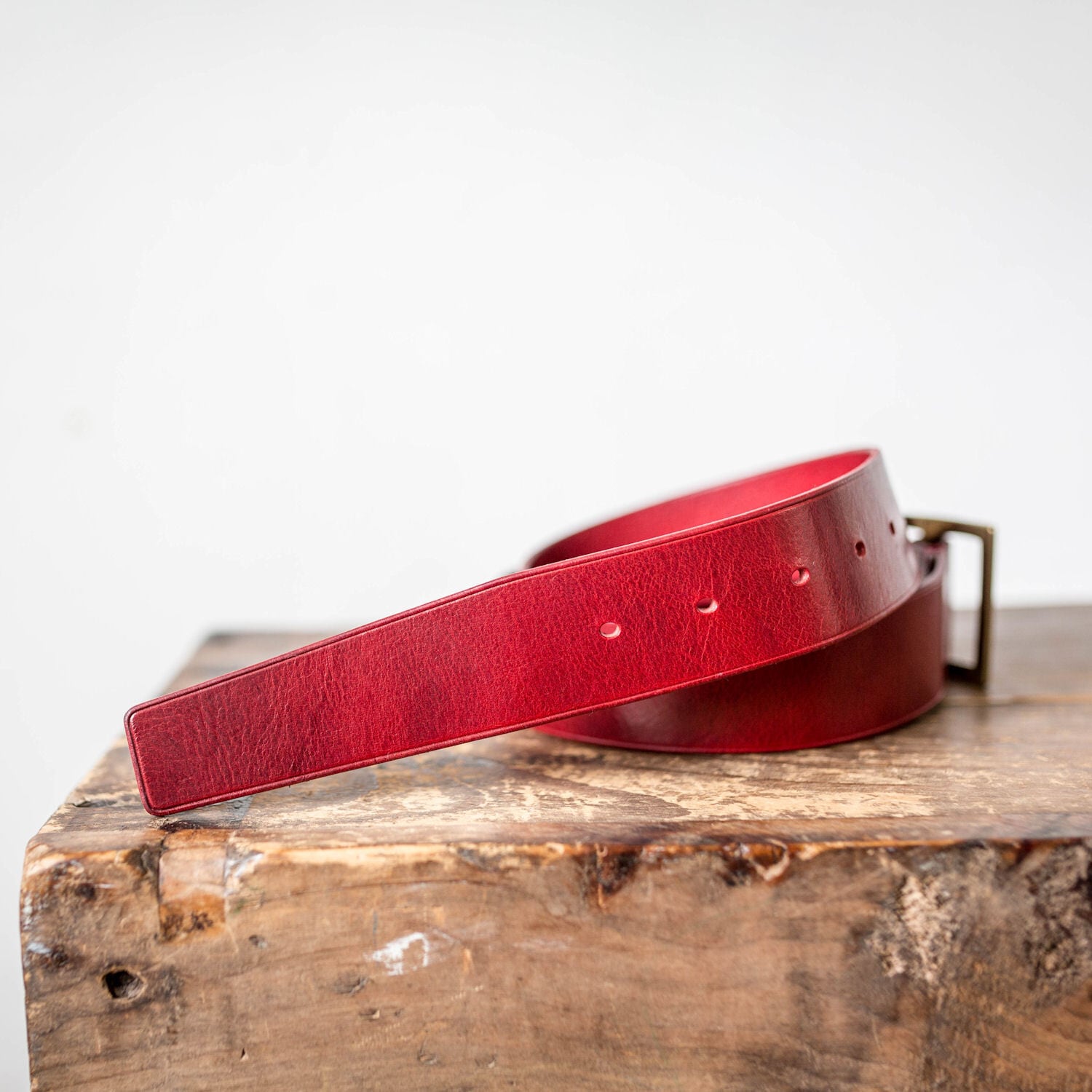 真鍮無垢 エイジングレザーベルト / レトロレッド | Pay ID
