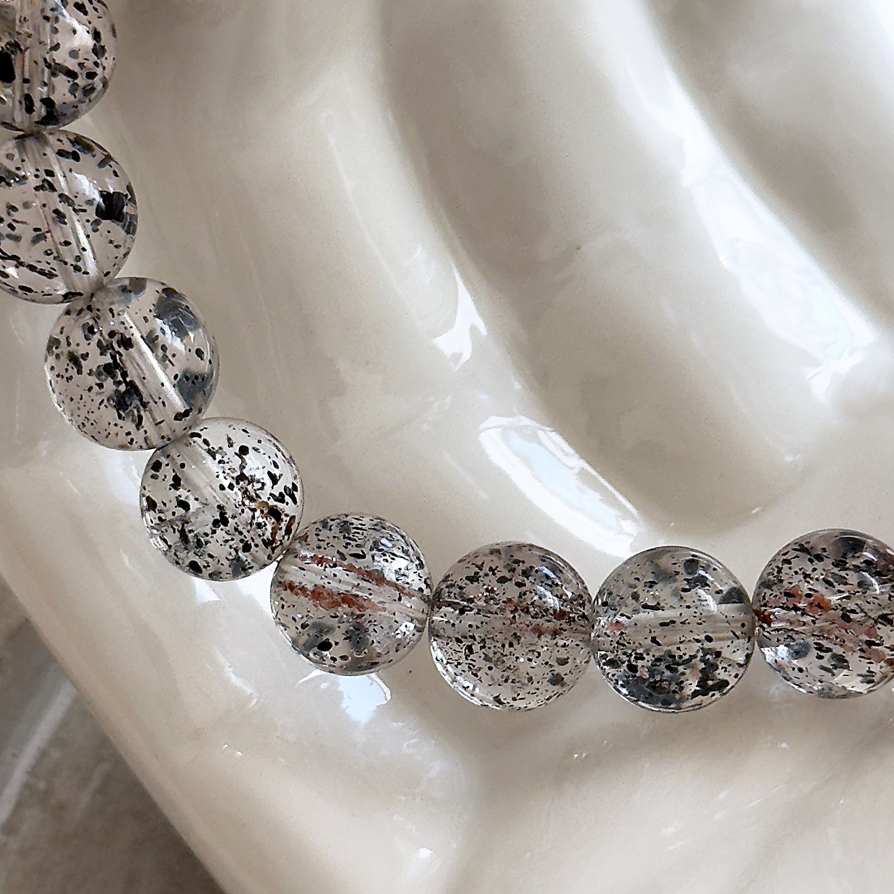 ブラックストロベリークォーツ 天然石ブレスレット◇レア 希少石 浄化