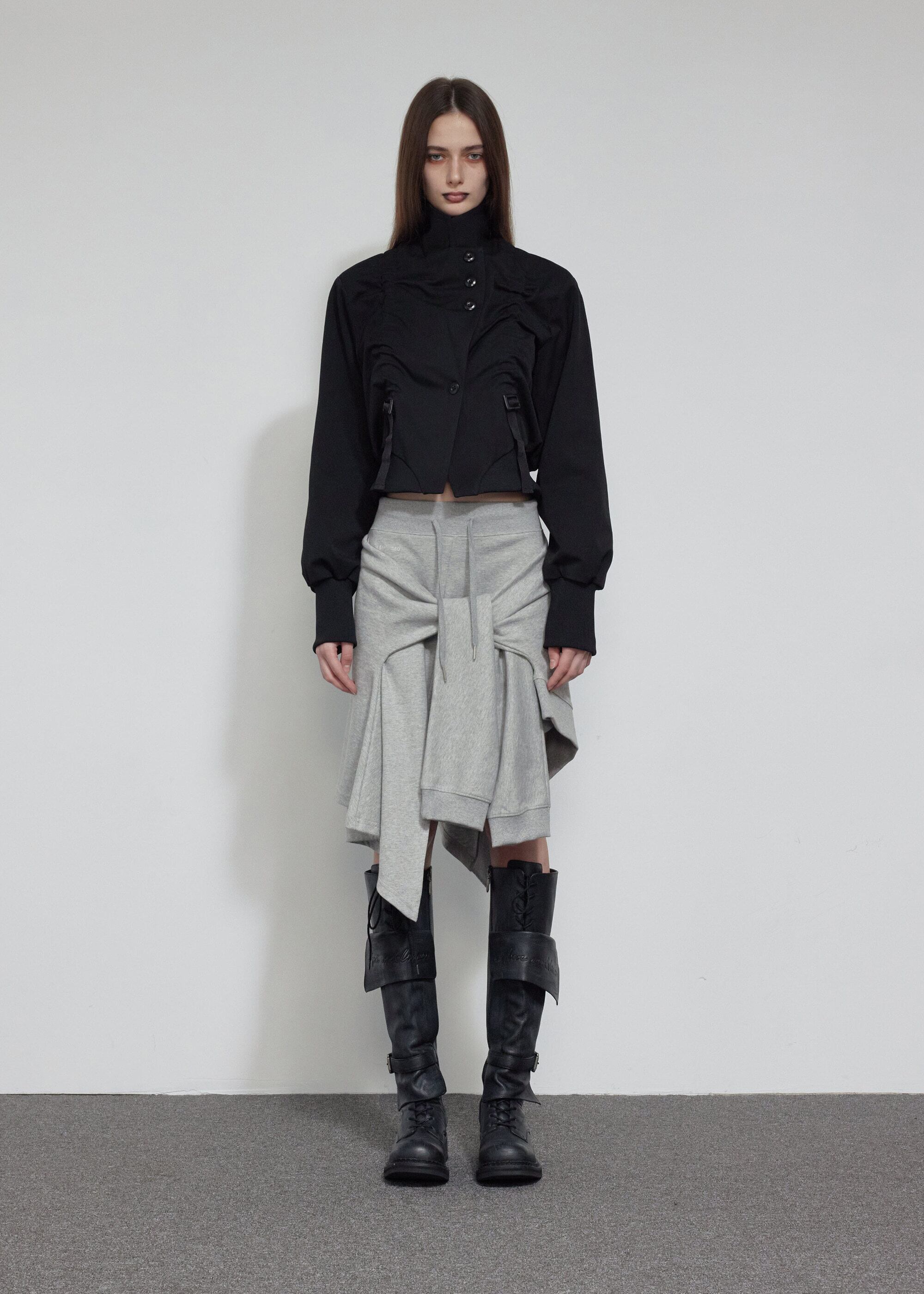 【BOHEMIAN SEOUL】BOHEMSEO VINTAGE COTTON BLAZER [正規品] BOHEMIAN SEOUL] SHIRRING TAPE CROP BLAZER, BLACK 正規品 韓国