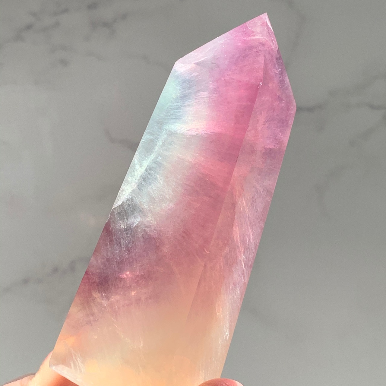 フローライトタワー*天然石ポイント*天然石インテリア*パステルカラー*置き物*T62