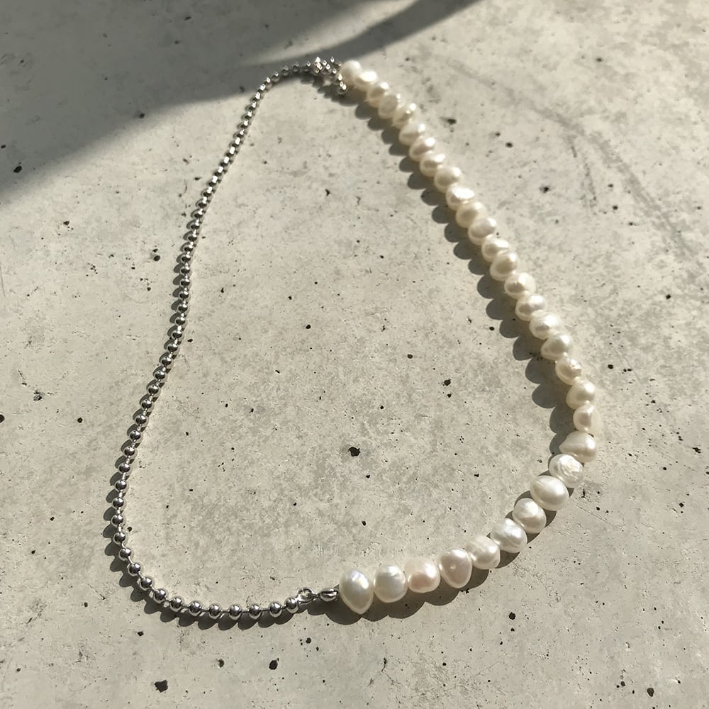 SV925pearl×ballchainnecklace