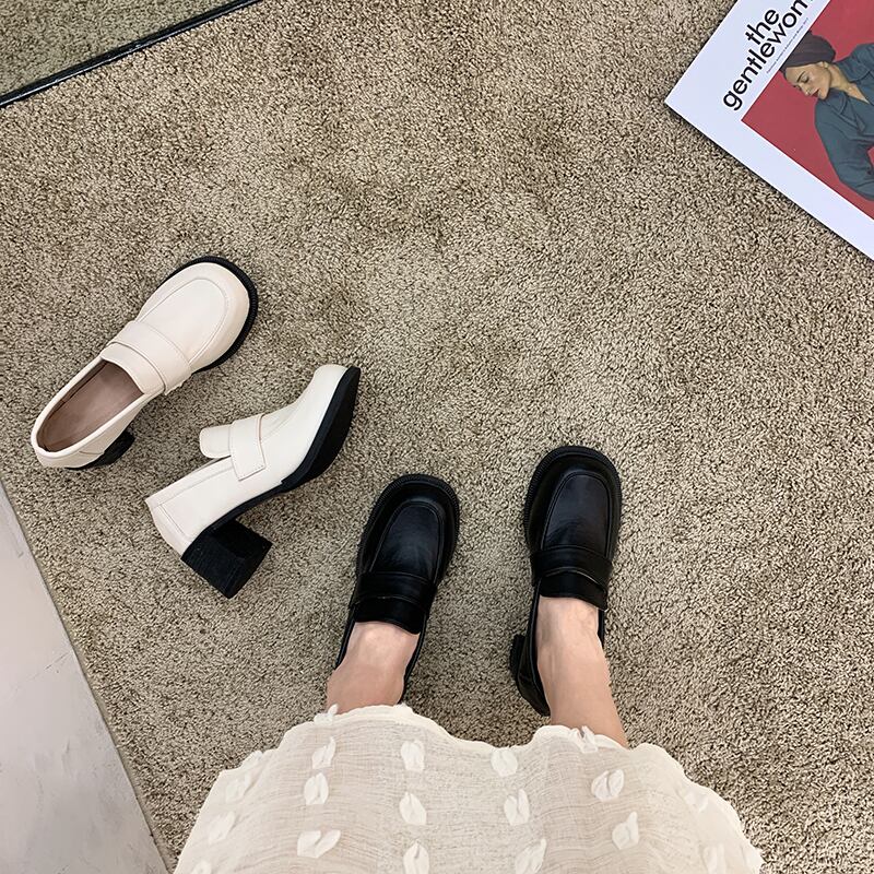 ヒールスプリングスタンダードスタイル レトロ 靴 シューズ ローファー 春物 スクウェア フェイクシューズ62529064822