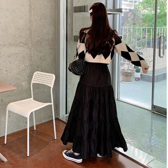 tiered long skirt　10154