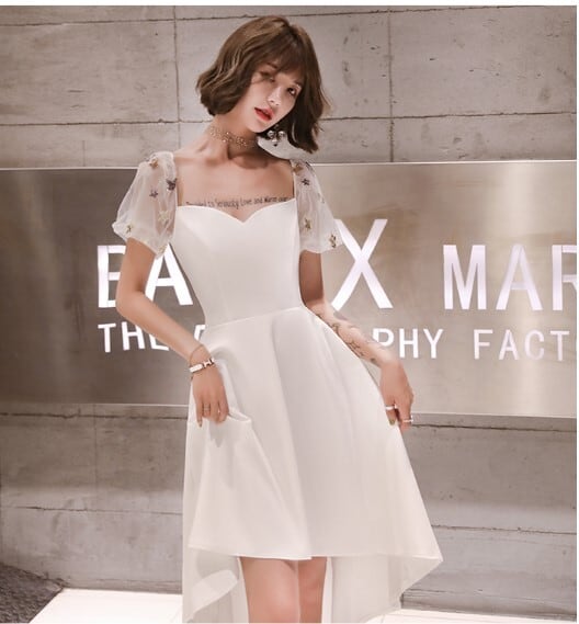 高品質！ パーティードレス イトホワ オフショルダー トレーン 背中  