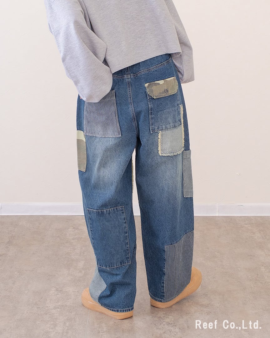 デニム×迷彩柄 パッチワークパンツ】 ST-225946 Brand：ミリロピュール